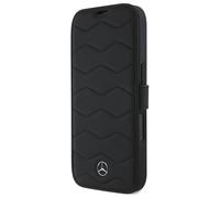 Custodia a libro in pelle Mercedes Waves per iPhone 16 Pro Max, nera