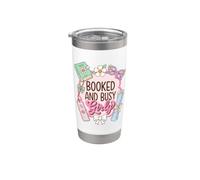 Booked and Busy Girly Reader Book Lover Bicchiere termico in acciaio inox doppia parete