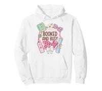 Booked And Busy Girly Reader Book Lover Felpa con Cappuccio