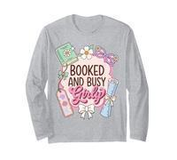 Booked And Busy Girly Reader Book Lover Maglia a Manica