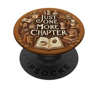 Bookish Brown Just One More Chapter Coffee & Book Reading PopSockets PopGrip Adesivo
