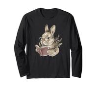Bookish Bunny Libro di Lettura Coniglio bibliotecario Bookworm Reader Maglia a Manica