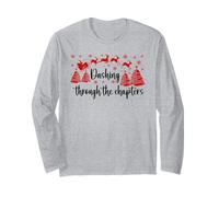 Bookish Christmas Books Lover Santa Reading One More Chapter Maglia a Manica