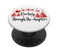 Bookish Christmas Books Lover Santa Reading One More Chapter PopSockets PopGrip Adesivo