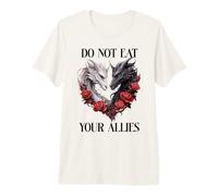 Bookish Dragons We Do Not Eat Allies Book Dragon Drk Romance Maglietta Premium