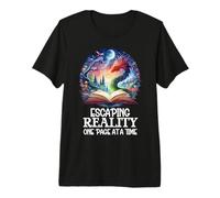 Bookish Fantasy Book Dragon Escaping Reality Page at a Time Maglietta Premium
