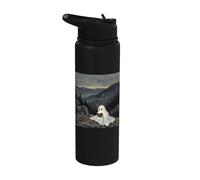 Bookish Ghost Reading Book Mountain Halloween Scene Stainless Steel Insulated Water Bottle