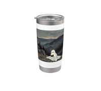 Bookish Ghost Reading Book Reader Mountain Scene Bicchiere termico in acciaio inox doppia parete