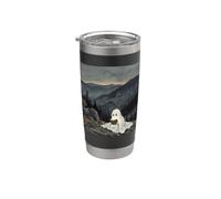 Bookish Ghost Reading Book Reader Mountain Scene Bicchiere termico in acciaio inox doppia parete