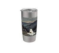 Bookish Ghost Reading Book Reader Mountain Scene Bicchiere termico in acciaio inox doppia parete