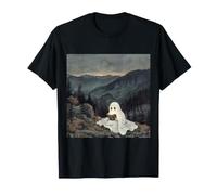 Bookish Ghost Reading Book Reader Mountain Scene Maglietta