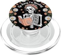 Bookish Go Away I'm Reading Book Lover Floral Skeleton Funny PopSockets PopGrip per MagSafe