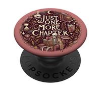 Bookish Pink Just One More Chapter Book Reading Skeleton PopSockets PopGrip Adesivo