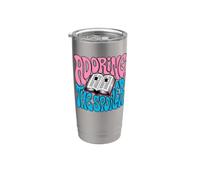 Bookish Retro Reader Adoring The Spoiler Graphic Bicchiere termico in acciaio inox doppia parete