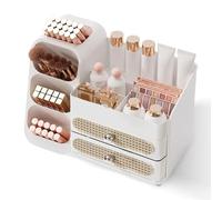 Booklov Organizer per trucchi con cassetti, spaziosa vetrina per cosmetici, soluzione perfetta per la tua bellezza essenziale (tutto bianco)