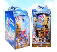 Booknook per adulti e ragazzi, palloncini Book Nook Kit, una casa volante sul mondo fai da te in miniatura casa con luce, puzzle 3D Booknook 203 puzzle in legno per adulti di compleanno