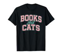 Books And Cat Design Cozy Reading Aesthetic Book Lover Cat Maglietta
