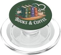Books and Coffee Book Lover Bookish Green Book Theme Reading PopSockets PopGrip per MagSafe