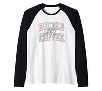 Books And Coffee Cozy Reader Typography Pastel Design Maglia con Maniche Raglan