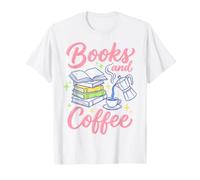 Books And Coffee Reading Lover Bookish Cafe Aesthetic Maglietta