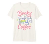 Books And Coffee Reading Lover Bookish Cafe Aesthetic Maglietta Premium