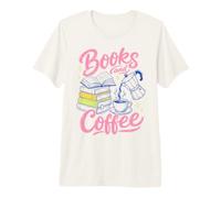 Books And Coffee Reading Lover Bookish Cafe Aesthetic Maglietta Premium