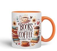 Books and Coffee Una coppia perfetta tazza colorata per lettori 325 ml (arancione)