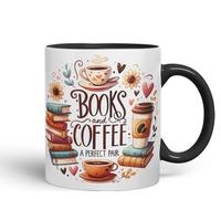 Books and Coffee Una coppia perfetta tazza colorata per lettori 325 ml (nero)