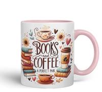 Books and Coffee Una coppia perfetta tazza colorata per lettori 325 ml (rosa)