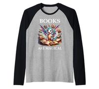 Books Are Magical Dragon Book Lover Read Books Happy Dragons Maglia con Maniche Raglan