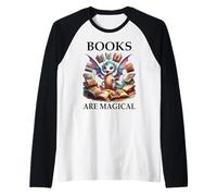 Books Are Magical Dragon Book Lover Read Books Happy Dragons Maglia con Maniche Raglan