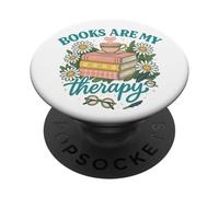 Books Are My Therapy - Cozy Cottagecore Reading Tee PopSockets PopGrip Adesivo