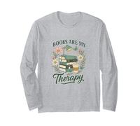 Books Are My Therapy Floral Books & Desk Lamp Book Lover Maglia a Manica