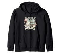 Books Are My Therapy Floral Stack Book Lover Graphic Felpa con Cappuccio