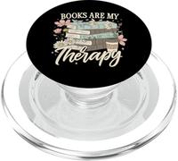 Books Are My Therapy Floral Stack Book Lover Graphic PopSockets PopGrip per MagSafe