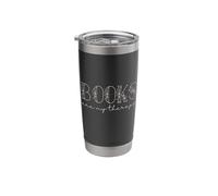 Books Are My Therapy Lover Bookish Librarian Boho Floral Bicchiere termico in acciaio inox doppia parete