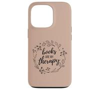 Books Are My Therapy Lover Bookish Librarian Boho Floral Custodia per iPhone 13 Pro