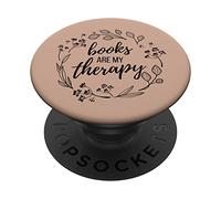 Books Are My Therapy Lover Bookish Librarian Boho Floral PopSockets PopGrip Adesivo