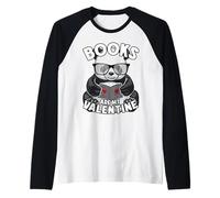 Books Are My Valentine - Lettore di Libri a Forma di Panda Maglia con Maniche Raglan