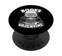 Books Are My Valentine - Lettore di libri a forma di panda PopSockets PopGrip Adesivo