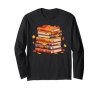 Books Autumn Fall Leaves Cozy Reading Vibes Maglia a Manica