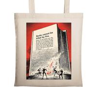 Books Cannot be Killed by fire People die but Books Never die Borsa in cotone ecologico naturale beige