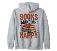 Books Make Me Happy per Gli Amanti dei Libri Felpa con Cappuccio