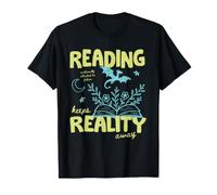 Books Over Reality Book Lover Reader Fiction Library Bookish Maglietta