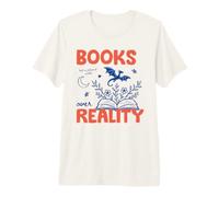 Books Over Reality Book Lover Reader Fiction Library Bookish Maglietta Premium