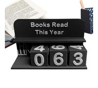 Books Read Counter, Reading Challenge Sign, Display Shelf Decor, Sturdy Wood Design, Reusable Material, Ideal for Writers Holiday, Birthday, Literary Fans, 5.71x1.57x3.94 Inches