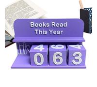 Books Read Counter, Reading Challenge Sign, Display Shelf Decor, Sturdy Wood Design, Reusable Material, Ideal for Writers Holiday, Birthday, Literary Fans, 5.71x1.57x3.94 Inches
