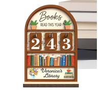 Books Read Counter - Wooden Reading Challenge Stand, Book Tracker for Club Members Students Teachers Writers Readers Library Display Interactive Educational Gift for Book Lovers Home Classroom