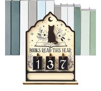 Books Read This Year - Cat Theme Decorative Desk Ornamento, Up to 999 Books Read This Year Sign - for Christmas Bathroom Readers Recipe Bookish