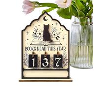 Books Read This Year Counter - Cat Theme Decorative Desk Reading Tool - Up to 999 Book Counteer Sign,for Bathroom Christmas Counteer Readers Library Recipe Desk Bookishs